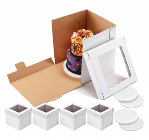 Cajas de pastel de cartón corrugado resistente al agua de alta calidad, cubo cuadrado ecológico, ventanas transparentes para comida, pastel, postre - Product Image 1
