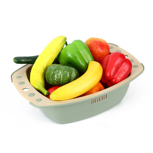 Double Layer Plastic Colander Strainer For Kitchen Vegetable Fruit Washing Dishwasher Safe Hand Wash Only PP Material - Product Image 1