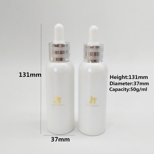 Empty <b>Container</b> 30 ml 50 ml 100 ml 200 ml Opal Ceramic White Glass Eye Cream Bottles with Dropper - Product Image 5
