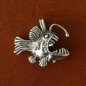 BOCAI S925 pendentifs en argent Sterling pour femmes hommes rétro Relief 3D Piranha poissons charme amulette mode Punk bijoux en gros - Product Image 3