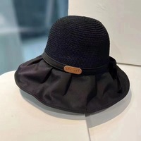 Sombrero de Paja de Ala Ancha para Mujer, Nuevo Modelo de Verano, Versátil, Portátil, con Lazo, Ideal para la Playa y Viajes, Venta al Por Mayor