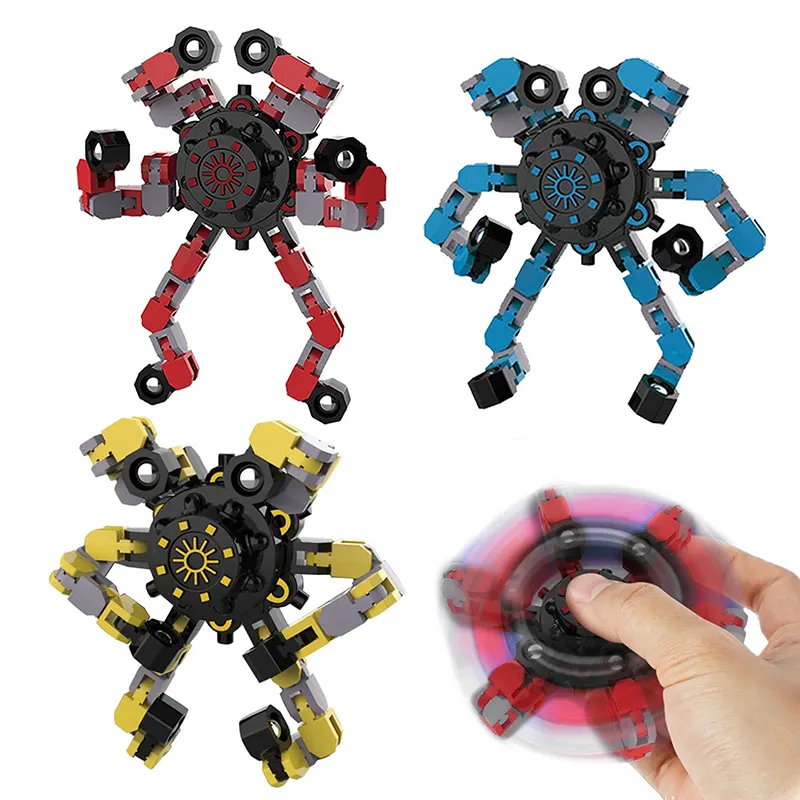 Hot Sale 3 Pack Transformable Fingertip Fidget Spinner Anti Stress Deformation Gyro Chain Fidget Toy For Kids and Adults