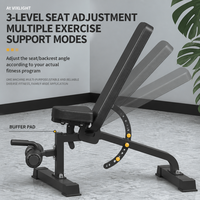 VIXLIGHT BP-010 Soporte para Barra con Plataforma Inclinada, Plana y Declinada para Abdominales, con Polea, Estructura de Acero Resistente y Plegable