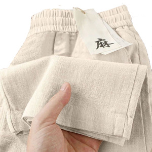 <span class=keywords><strong>Pantaloni</strong></span> Larghi in <span class=keywords><strong>Lino</strong></span> Cotone-Poliestere da <span class=keywords><strong>Donna</strong></span>, Collezione Estate 2026, Sottili, Vita Alta, Modellanti, Antipiega, con Caduta Morbida, Casual - Product Image 5