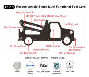 17 In 1 Multi Functional Car Shape Keychain Multitool Giveaway Mini Business Gifts - Product Image 2