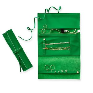 Genuine Leather Small Jewelry Roll Pouch Jewellery Organizer Storage Box Jewelry Travel Case