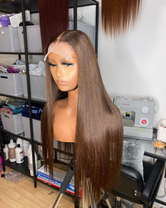 Pelucas para Mujer, Diseño <span class=keywords><strong>Nuevo</strong></span>, Color Marrón, Peluca <span class=keywords><strong>de</strong></span> Cola <span class=keywords><strong>de</strong></span> Caballo Completa para Cabeza Pequeña, Cabello Lacio con Frente <span class=keywords><strong>de</strong></span> Encaje, Pelucas <span class=keywords><strong>de</strong></span> Cabello Humano al por Mayor <span class=keywords><strong>de</strong></span> China - Product Image 3