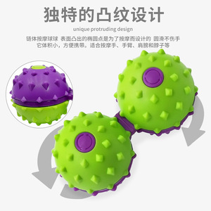 Pelota de masaje 3D con forma de rábano, juguete de plástico para aliviar el estrés para niños y adultos, masajeador de manos con bola giratoria unida. - Product Image 3