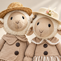 Figurines rustiques de couple de moutons en tissu polyester, technique de couture, pour décoration intérieure