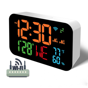 Nouvelle Arrivée Horloge Murale Électronique Connectée Wi-Fi Grande Taille avec Affichage Température & Humidité, Alarme et Alimentation USB pour Chambre et Décoration Intérieure - Product Image 3