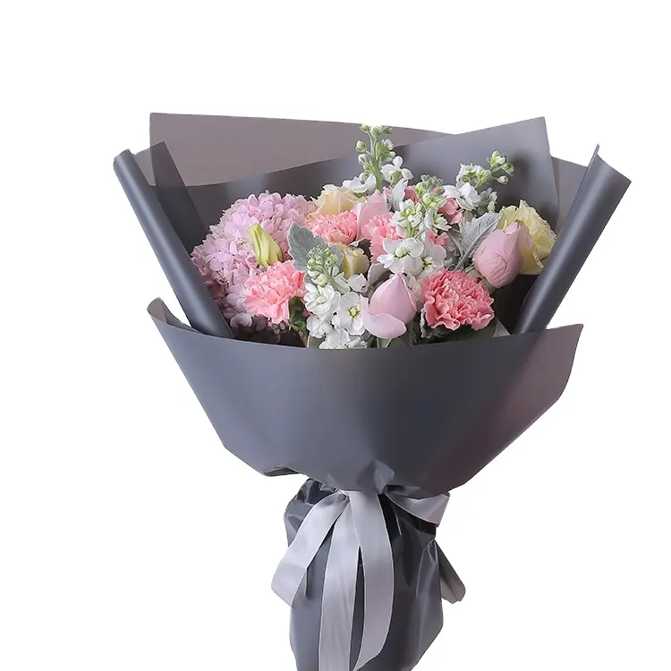 Suministros de floristería, papel de envoltura de flores personalizadas de plástico, rosa, gran oferta, venta al por mayor