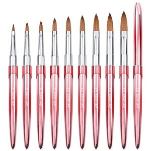 Pinceau à ongles en poils de Kolinsky 100% pour poudre acrylique, logo personnalisé, manche en métal, pinceau à ongles professionnel pour salon de beauté, manucure - Product Image 1