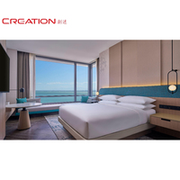 Ensemble de mobilier d'hôtel de luxe avec vue sur la mer, mobilier d'hôtel 5 étoiles personnalisé avec lit king size et canapé lounge pour projet de complexe hôtelier