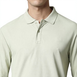 Polo de Punto de Manga Larga para Hombre, Color Sólido, Estilo Casual, Verde Claro, Corte Regular - Product Image 6