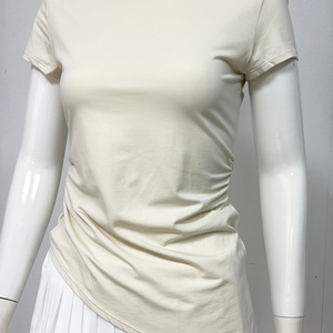 Custom Lightweight Breathable Flexible Durable Materials Short Sleeve Arc Cutout <b>Back</b> Bodysuit Recycled Fabric Yoga Top Skinny - Product Image 2