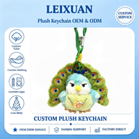 Porte-clés en peluche paon de dessin animé, brodé de plumes de queue écartées, mini pendentif appareil photo, accessoire décoratif pour sac à main et clés