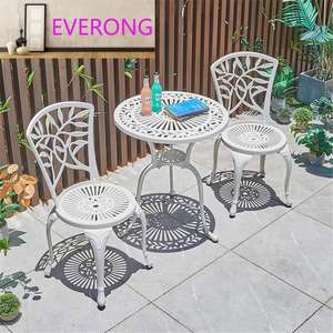 Conjunto de Mesa y Sillas de Jardín Modernas de Aluminio Fundido, Muebles de Exterior de Hierro, Asientos de Terraza, Resistentes al Agua y a los Rayos UV para Patio - Product Image 4