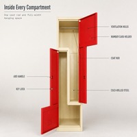 Casier en acier en forme de L, type Z, en acier laminé à froid, armoire métallique à deux portes avec serrure à clé, poignée ABS, ISO CE RoHS PAHs