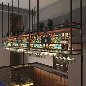 Estante para Botellas de Vino de Hierro Estilo Industrial, Estante Colgante de Barra para Copas de Vino Tinto - Product Image 3