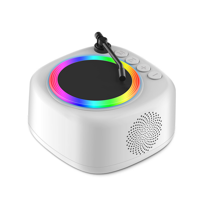 Portable Mini Retro Record Player LED Light Desktop Indoor Wireless Bluetooth Speaker