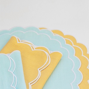 Natural Style 100% <b>Linen</b> <b>Cloth</b> Napkin Luxury Custom Size Organic Flax FabricTable <b>Cloth</b> Embroidered Edge Pure <b>Linens</b> - Product Image 2