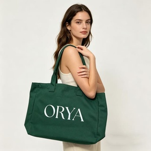 Custom Logo Oversize Extra Large Reusable Weekender Grocery Dark <b>Green</b> <b>Gift</b> Cotton Canvas Tote Bag - Product Image 5
