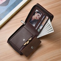 Dompet pendek Pria, tipis Slot Multi kartu kapasitas besar, penutup pengait, tahan air, dompet PU poliester horisontal