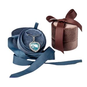 Tongxing Small <strong>Round</strong> Pink Velvet <strong>Jewelry</strong> <strong>Box</strong> for Wedding Ring Pendant Luxury <strong>Round</strong> Jewellery Packaging with Ribbon - Product Image 6