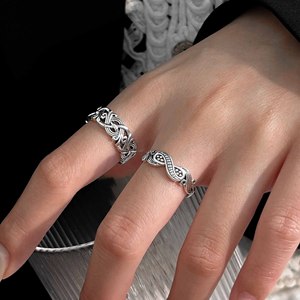 Bague ouverte entrelacée en argent sterling S925 Ruitai pour femmes, bijoux à porter au quotidien, bagues fines - Product Image 1