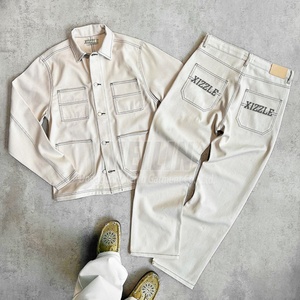 Conjunto de Chaqueta y Pantalones Vaqueros de Diseño Personalizado de Alta Calidad para Hombre, Estilo Casual Vintage - Product Image 1