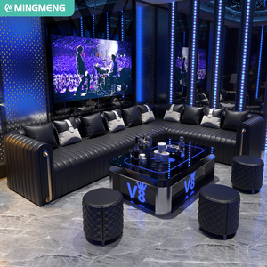 Juego de Sofás para Club Nocturno, KTV o <span class=keywords><strong>Bar</strong></span>, Muebles para el Hogar o Restaurante con Mesa de Centro, Taburetes y Sillas de <span class=keywords><strong>Bar</strong></span> de Cuero - Product Image 4