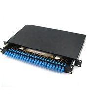 Panel Patch Fiber Optik Outdoor 12 24 48 72 96 144 Core, Tipe Drawer 1U 2U 3U, Rak Distribusi Optik dengan Drawer Geser