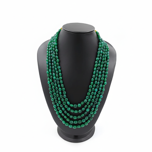 Collar de cuentas de ónix verde hecho a mano, Gema de 5 capas con cuentas, cuentas de piedra Natural Bohemia, collar grueso - Product Image 1