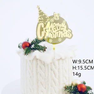 <span class=keywords><strong>2022</strong></span> joyeux noël et joyeux nouvel an gâteau Toppers Laser miroir acrylique décoration de fête gâteau insertion - Product Image 2