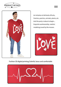 Costume de la Saint-Valentin HLC, costume à thème rouge avec motif cœur, tenue d'Halloween, fournitures pour fête d'anniversaire et de vacances - Product Image 4