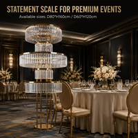 Grand centre de table floral en fer doré à 5 niveaux, style européen, avec bases, 160 cm de haut, pour mariages