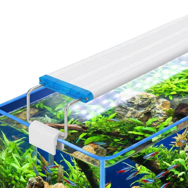 Ultra-Thin Rectangle PVC LED Fish Tank Lamp with Three-Color Dimming and Timing Control for Water Plants and Landscaping