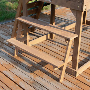 Casita de juegos de madera de 2 pisos para niños con tobogán y rocas para escalar, banco de picnic para patio trasero, juegos infantiles para exteriores. - Product Image 2