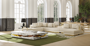Sofá de Lujo de Arena de Río Jinshan para Sala de Estar, Moderno, de Alta Gama, Diseño Recto, Conjunto de Muebles para Villa - Product Image 2