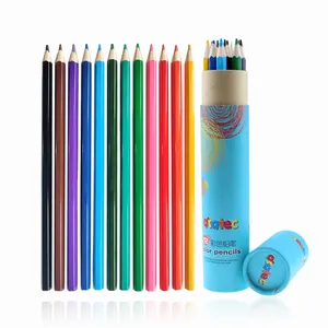 Professional 12 colors wood pencil colour set customized colored pencils for kids children coloring lapiz