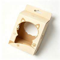 Boîte en carton personnalisée à découpe ajourée avec trou de suspension, motif patte, pour présentation de produits d'hygiène quotidienne pour chats