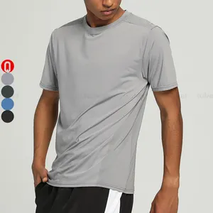 Camiseta deportiva de manga corta con cuello redondo y talla grande para hombre, camiseta de verano lisa de malla de alta calidad para gimnasio y fitness