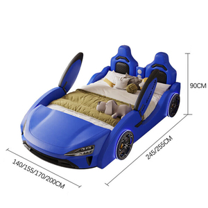 <span class=keywords><strong>Letto</strong></span> per Bambini in Pelle <span class=keywords><strong>Blu</strong></span> con Contenitore, <span class=keywords><strong>Letto</strong></span> a Forma di Auto per Uso Domestico, Design Moderno Imbottito - Product Image 6