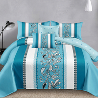 Nouvelle conception, ensembles de draps 100% polyester, draps doux et respirants, ensembles de draps personnalisés 6 pièces, ensembles de literie taille king pour la maison