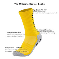Chaussettes de football mi-mollet en tissu éponge épais absorbant les chocs, avec base antidérapante en silicone carré pour la compétition et l'entraînement