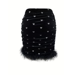 Jupe décontractée pour femme de haute qualité OEM avec sequins noirs et plumes, mini-jupe respirante, nouvelle arrivée, vente en gros, personnalisable - Product Image 3