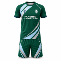 Jersey Sepak Bola Pria Kerah Bulat Lengan Pendek Custom Heat Transfer Printing Berkualitas Tinggi Warna Hijau 100% Poliester Bernapas Cepat Kering