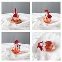 Figurine de coq en verre soufflé à la main style Murano, sculpture animale décorative colorée, ornement de bureau, cadeau
