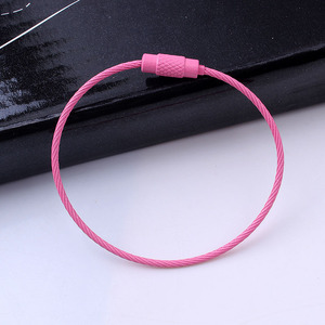 15厘米彩色钢丝绳钥匙链螺旋锁电缆电线悬挂行李标签环绳钥匙圈工具不锈钢丝钥匙扣 - Product Image 5