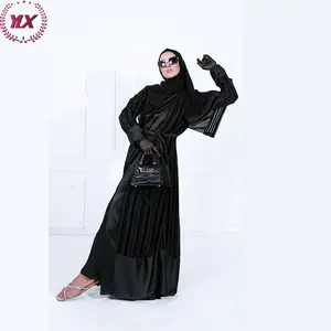 2023 Elegant Islamic Clothing Luxury Velour Satin Chiffon Large Waist Tie Open Modern Muslim Women Clothing
